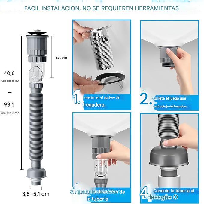 DrainGuard™ Sifón Anti-Olores para Fregadero – Elimina el Mal Olor del Desagüe