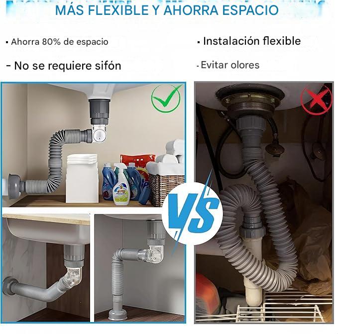 DrainGuard™ Sifón Anti-Olores para Fregadero – Elimina el Mal Olor del Desagüe