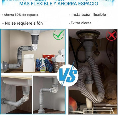 DrainGuard™ Sifón Anti-Olores para Fregadero – Elimina el Mal Olor del Desagüe